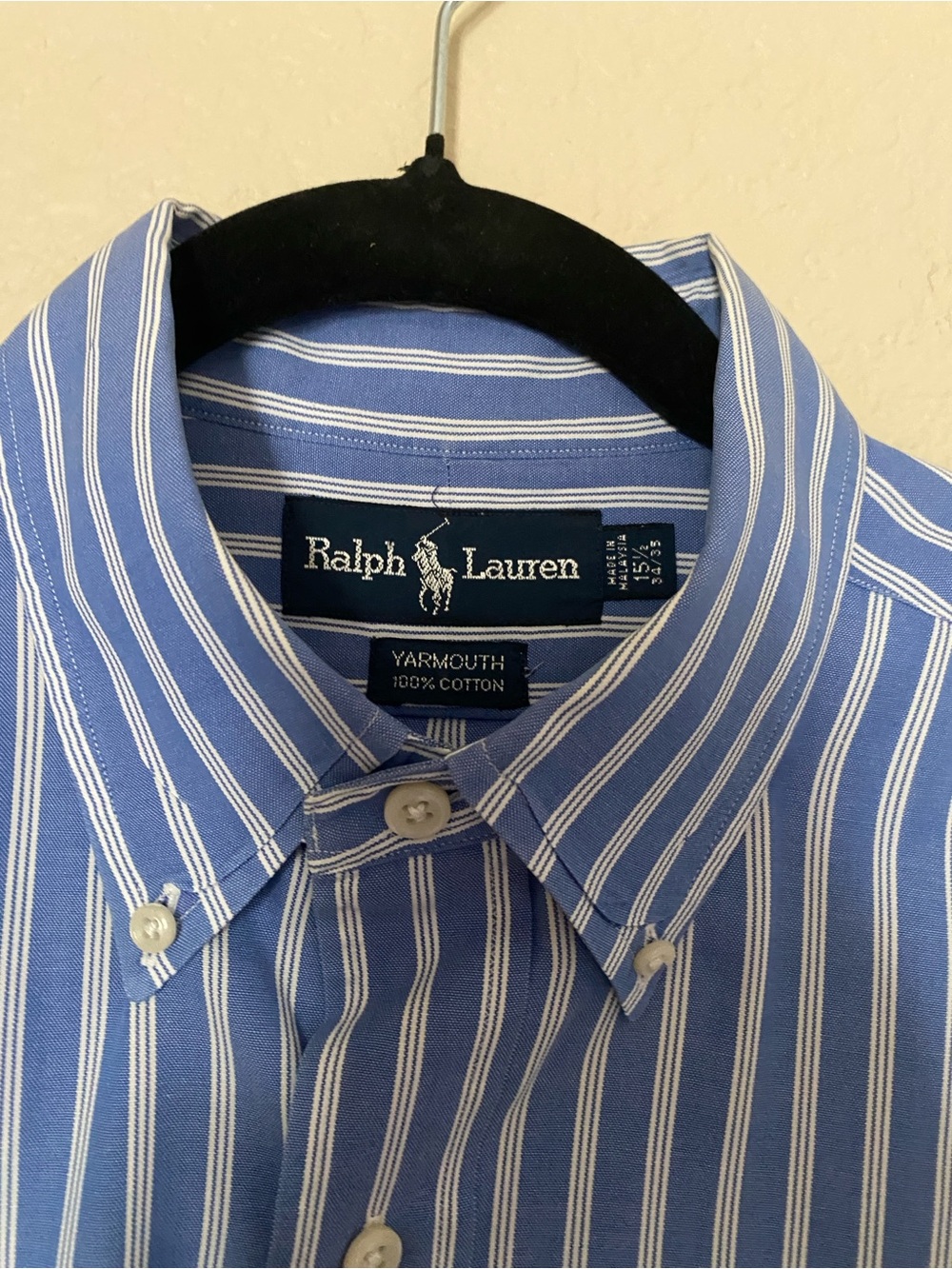 Ralph Lauren Blue & White Striped Yarmouth Button-Down Shirt